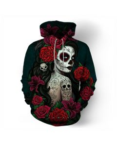  Rose skull head men and women 3D printed sweatshirt
