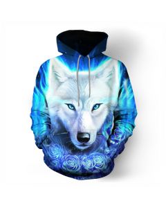  Wolf head pattern fashion casual printed sweatshirt