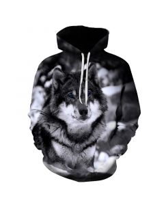   black and white coyote dog hooded sweatshirt 