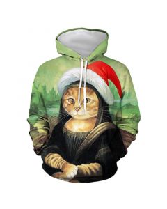  Christmas cats fashion casual hooded sweatshirt 