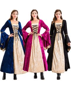 Multi-color optional European medieval waist French princess long dress
