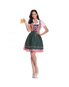 Women Dress apron ribbon Lattice Skirt Oktoberfest Maid Costume 