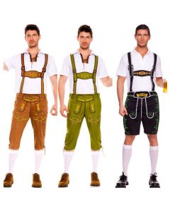 Men Green Solid color Bavarian Oktoberfest Costume Halloween Cosplay
