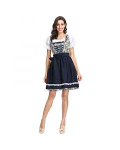 Women black Lattice Skirt Bavarian Oktoberfest Costume 