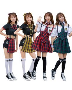 Playful plaid skirt student uniform