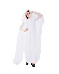 Ghost bride dress white lace cape sleeveless long dress
