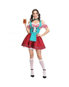 Women Lattice Oktoberfest Maid Costume Halloween Cosplay
