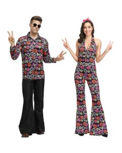 90s vintage floral couple clothing
