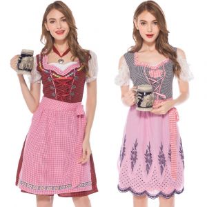 Women Lattice Skirt Oktoberfest Maid Costume 