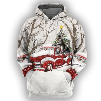  Vintage  White Car Donkey Pattern Christmas Hoodie