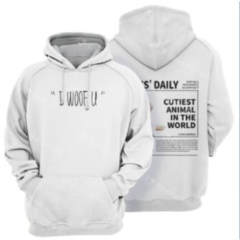 Classical And Elegance White Alphabet Pattern Animals Hoodie