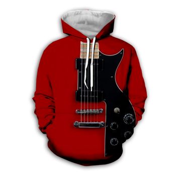 Fashion And Gorgeous Red Strings Pattern Music Hoodie