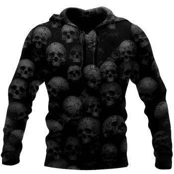 Loose Black Skull Pattern Skull Hoodie