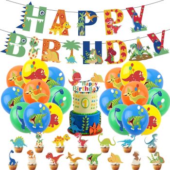 Dinosaur themed children's birthday party decoration set