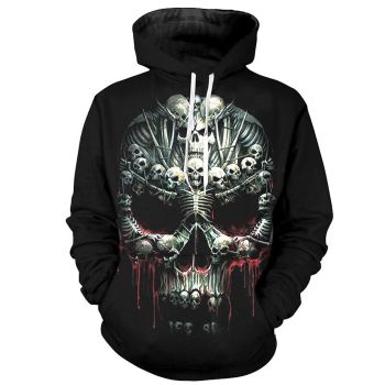 Pretty And Vintage  Black Skull Pattern Halloween Hoodie