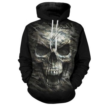 Temperament Black Skull Pattern Halloween Hoodie