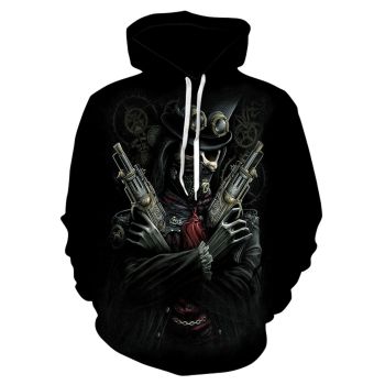 Loose Black Skull Pattern Halloween Hoodie