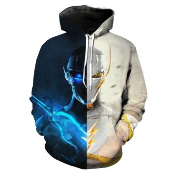 Loose Blue White Flash Pattern Flash Hoodie