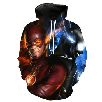 Loose And Gorgeous Blue Red Flash Pattern Flash Hoodie