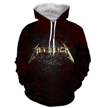 Loose And Fashion Red Rock Pattern Music Hoodie
