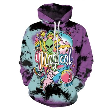 Generous And Beautiful Blue Purple Skull Pattern Hip Hop Hoodie