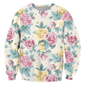 Cute And Loose Colorful Flower Pattern Scenery Hoodie