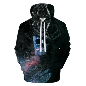 Precious And Gorgeous Blue Skull Pattern Halloween Hoodie