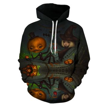 Pretty And Vintage  Brown Skull Pattern Halloween Hoodie
