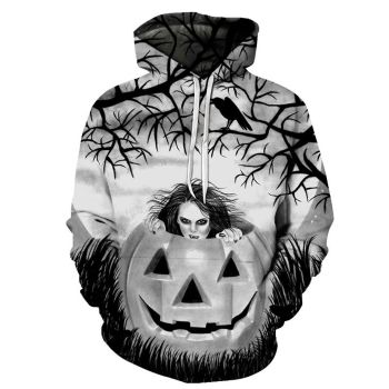 Precious And Gorgeous Grey Skull Pattern Halloween Hoodie