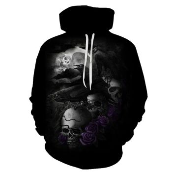 Classical  Black Skull Pattern Halloween Hoodie