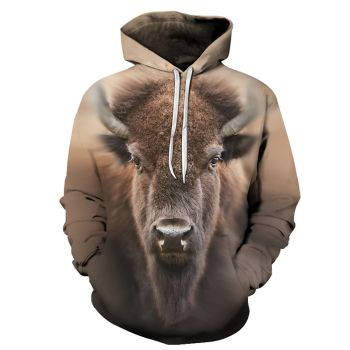 Loose Brown Cow Pattern Animals Hoodie