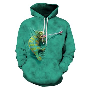 Cute Green Lizards Pattern Animals Hoodie