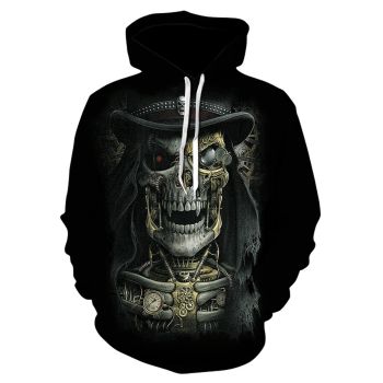 Classical And Elegance Black Skull Pattern Halloween Hoodie