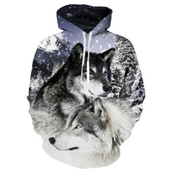 Precious White Wolf Pattern Animals Hoodie