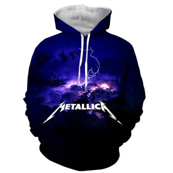 Oversize Blue Rock Pattern Music Hoodie