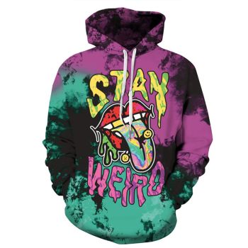 Loose Purple Green Skull Pattern Halloween Hoodie