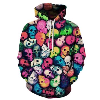  Temperament Colorful Skull Pattern Skull Hoodie