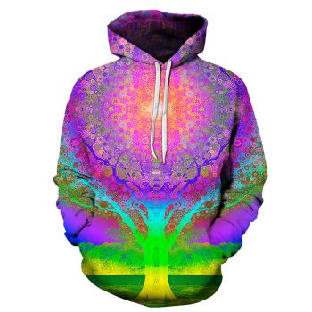 Vintage  Colorful Tree Pattern Scenery Hoodie