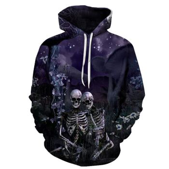 Gorgeous Black Skull Pattern Halloween Hoodie