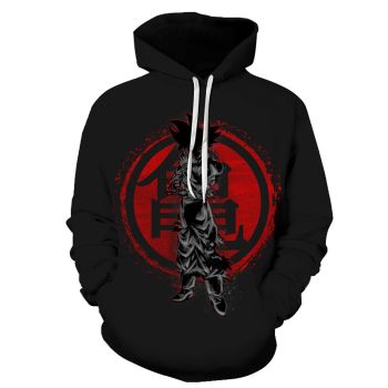 Loose And Gorgeous Black Sun Wukong Pattern Dragonball Hoodie