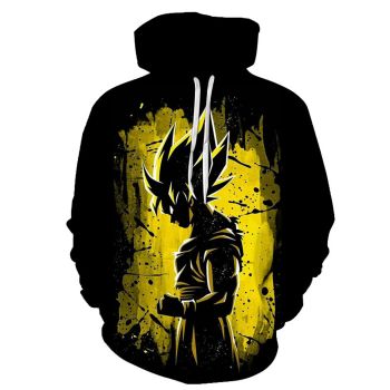 Pretty And Vintage  Black Yellow Sun Wukong Pattern Dragonball Hoodie