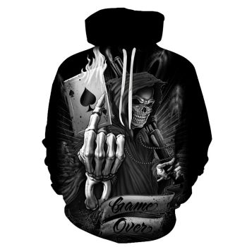Cute And Loose Black Skull Pattern Halloween Hoodie
