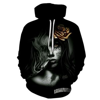 Cute And Loose Black Skull Pattern Halloween Hoodie