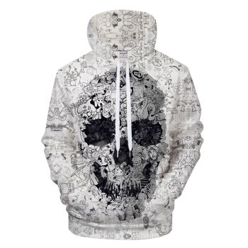 Precious And Gorgeous White Skull Pattern Halloween Hoodie