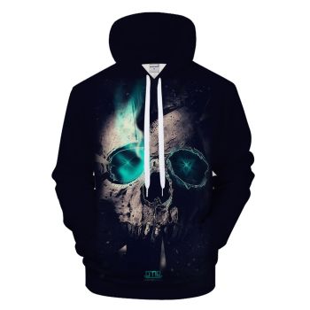 Pretty And Vintage  Black Skull Pattern Halloween Hoodie