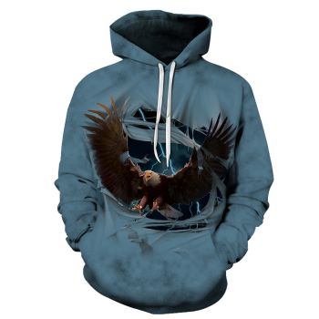 Vintage  Blue Owl Pattern Animals Hoodie
