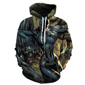 Vintage  And Loose Colorful Headshot Pattern Superhero Hoodie