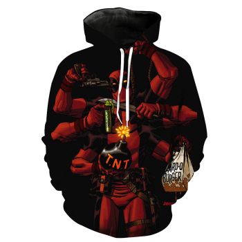 Pretty Black Red Sword Pattern Deadpool Hoodie