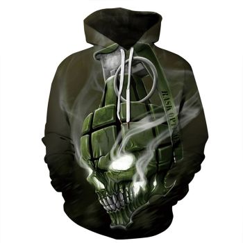 Pretty And Vintage  Green Skull Pattern Halloween Hoodie