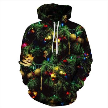 Cute Green Tree Pattern Christmas Hoodie